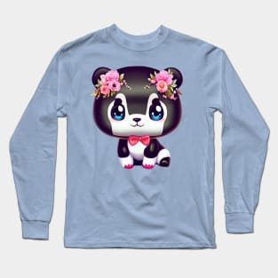 Cute kawaii panda bear Long Sleeve T-Shirt